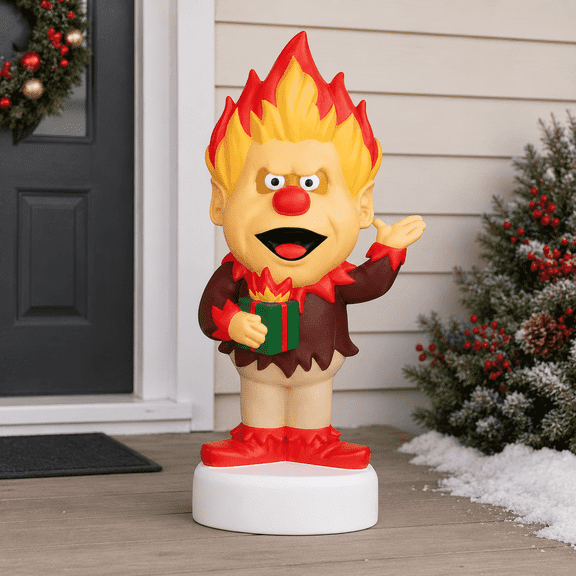 Heat Miser Blow Mold Christmas Decor, 12" Vintage Holiday Figure Decor for Outdoor Lawn, Porch and Christmas in July Display