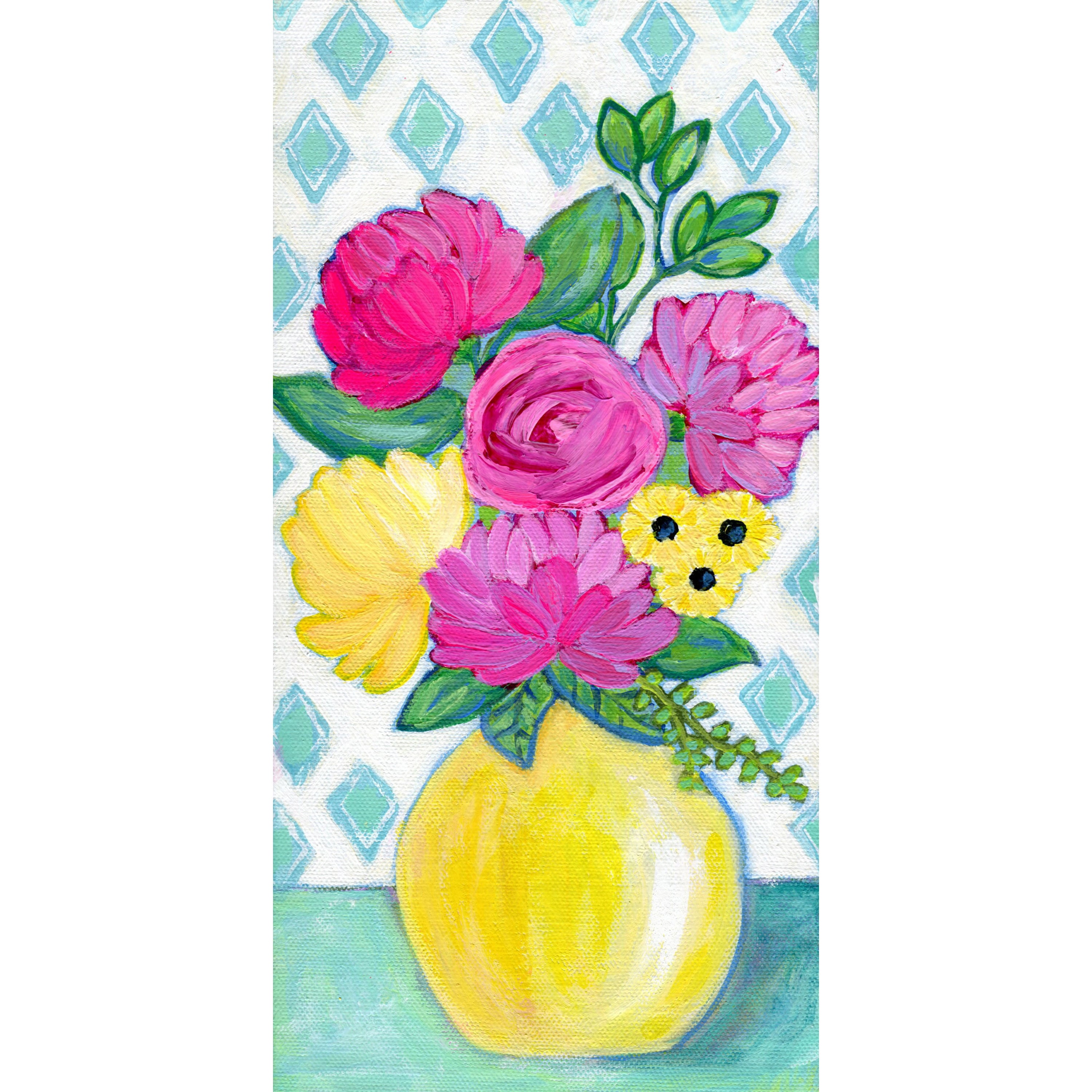 Marmont Hill "Yellow Vase" by Jill Lambert Painting Print on Wrapped Canvas