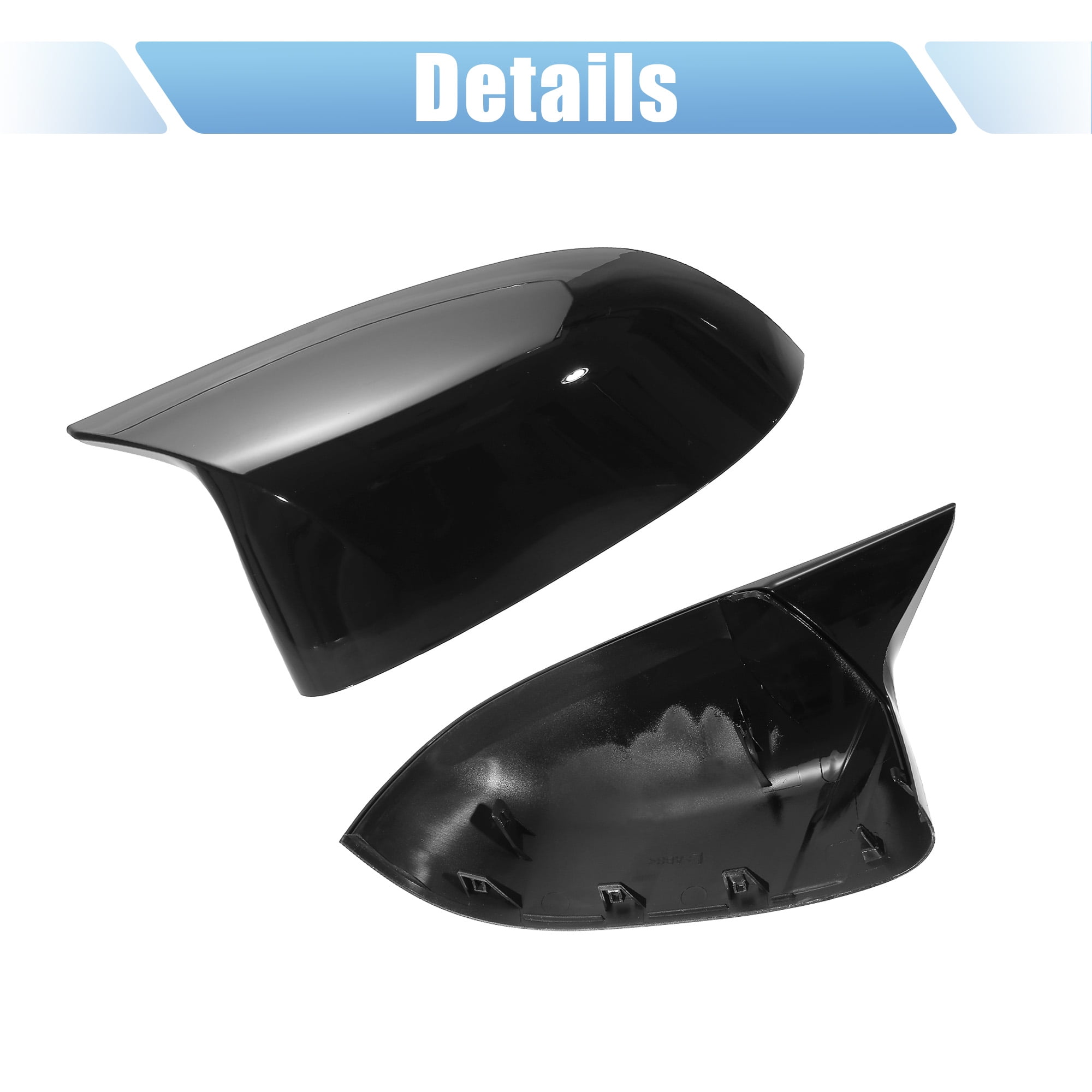 Unique Bargains Car Exterior Rear View Mirror Cover Caps Replacement Gloss Black