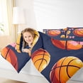 thumbnail image 3 of Castle Fairy Pink Bow Orange Basketball Full Size Bedding Sets 7 Pieces, Sport Theme Full Size Bed in a Bag, Black Blue,Navy Blue Reversible, 3 of 7