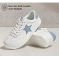 thumbnail image 5 of LUCKY STEP Womens Fashion Star Sneakers Wide Toe Lace Up Casual Shoes,White&Denim Blue, 5 of 11