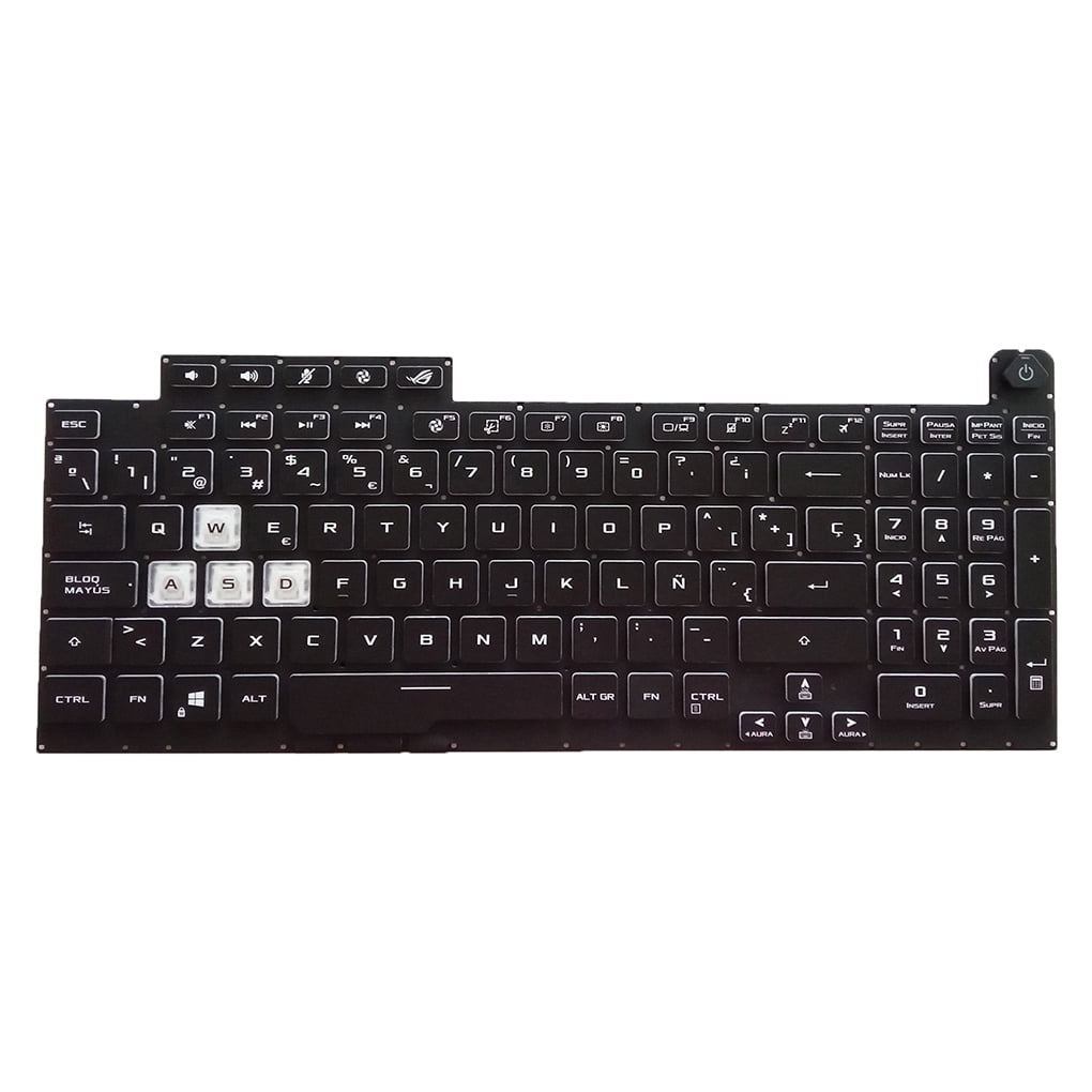 EOTIA RGB Colorful Backlit Keyboards Spanish Layout Keypad Black Key