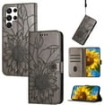 thumbnail image 2 of Case for Samsung Galaxy S23 Ultra Wallet Case Kickstand Magnetic Closure with Card Holder Sunflower Pattern Leather Flip Durable Shockproof Cover for Samsung Galaxy S23 Ultra Gray Sunflower, 2 of 18