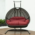 thumbnail image 2 of LeisureMod Modern Charcoal Wicker Double 2-Person Hanging Egg Swing Chair in Dark Red, 2 of 3