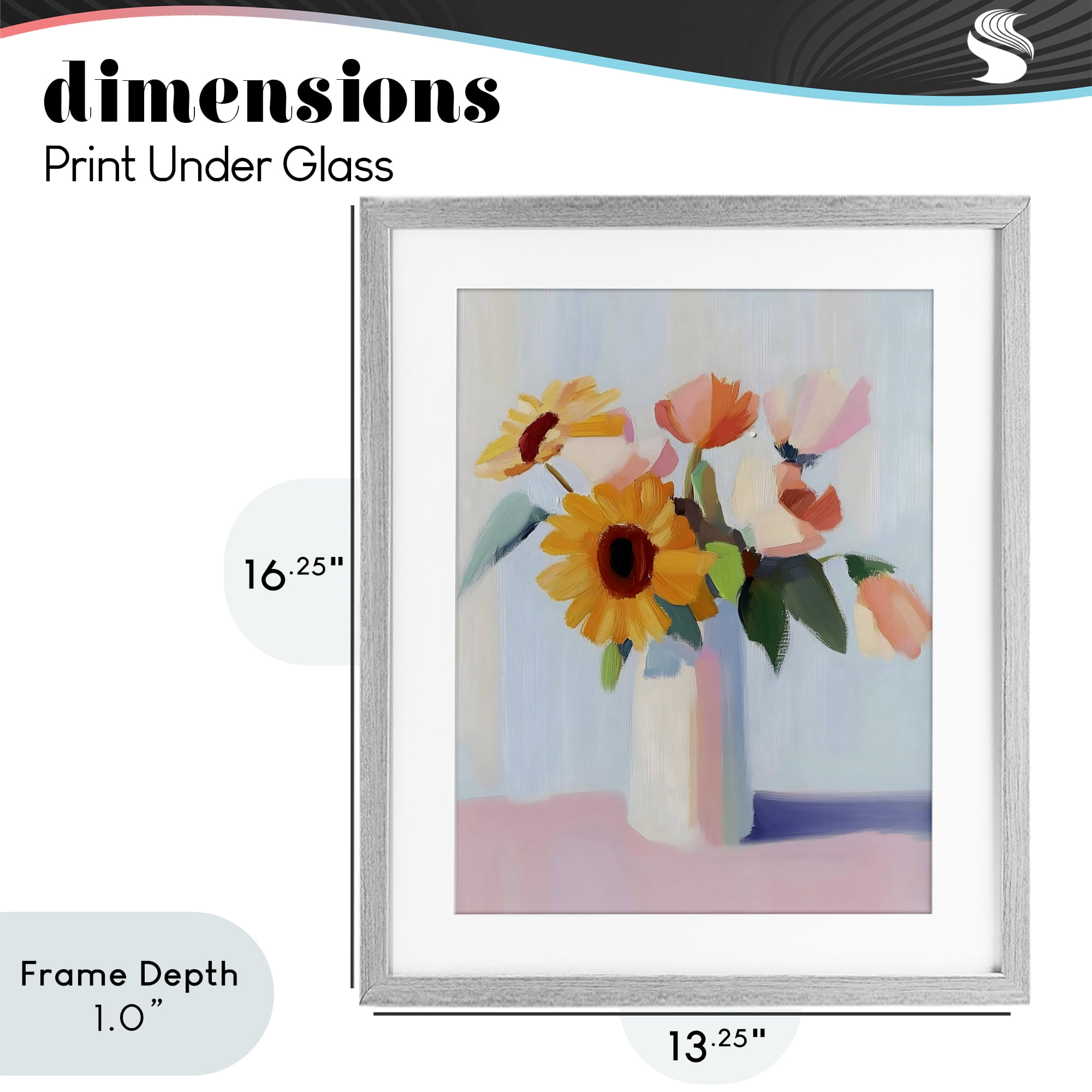 Stupell Industries Sleek Vase Bouquet Gray Framed Print Under Glass, design by The Prints Vibe