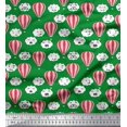 thumbnail image 1 of Soimoi Green Moss Georgette Fabric Cloud & Hot Air Balloon Holiday Decor Fabric Printed Yard 42 Inch Wide, 1 of 3