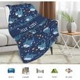 thumbnail image 5 of Blue Sharks Blanket, Personalized Name Blankets for Kids, Soft Lightweight Flannel Fleece Throw Blankets for Couch Sofa Bed, Customized Shark Blanket Gifts for Boys Shark Lovers 50"x40", 5 of 6