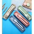 thumbnail image 5 of 4 Portable Plastic Travel Cutlery Set With Case For Camping Picnic, Reusable Spoon Fork Sets For Outdoor Tableware, Eco Friendly, Beige Green Pink Blu, 5 of 5