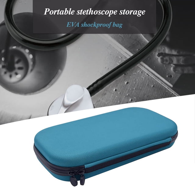 Portable Shockproof Stethoscope Storage Bag Built-in Mesh Bag Organizer Zipper Storage Case, Blue