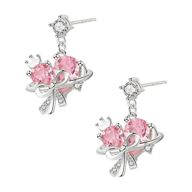 Collar con colgante de corazón, collar de corazón con diamantes de imitación, pendientes con forma de corazón de amor para mujer, accesorios de disfra