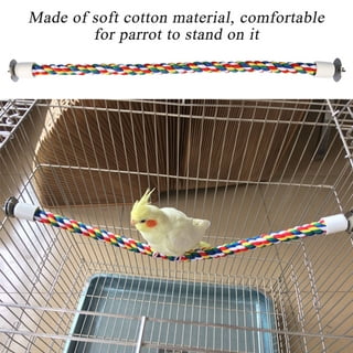 Weewooday 2 Pieces Toy Bird Rope Perches Climbing Rope Bungee Bird Toys  Rope Perch Stand Cage Rope Comfy Perch Parrot Toys for Parrot, Parakeets  Cockatiels, Conures 21.6 Inch