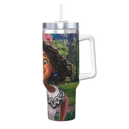 

Encanto 40oz Ice Bully With Handle Straw And Lid Print Stainless Steel Vacuum Insulated Cup Portable Drinkware Tumbler Water Bottles For Outdoor Travel Office Car