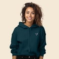 thumbnail image 3 of Dalix Heart Embroidered Fleece Cropped Hoodie Cold Fall Winter Women in Atlantic Green M Medium, 3 of 5