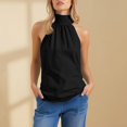 thumbnail image 2 of HAJWOH Women's Halter Neck Cotton Tank Tops Solid Color Sleeveless Casual Streetwear Summer Fashion Tunic Cami Shirts, 2 of 6