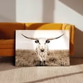 thumbnail image 5 of Vintage Longhorn Steer Canvas Wall Art (Rustic Western Tone) Ready to Hang for Living Room, 5 of 8