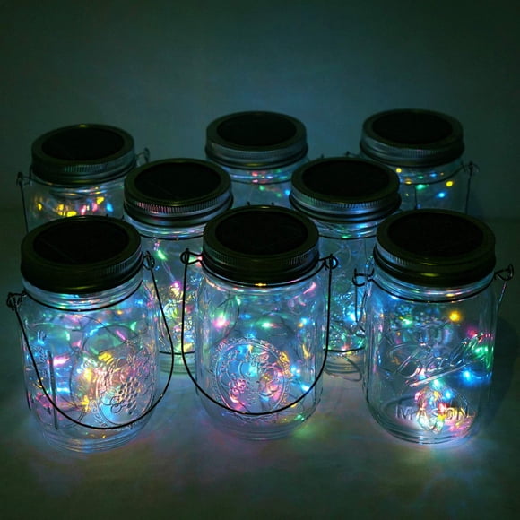 Cynzia Solar Mason Jar Lights Paquete de 6 20 luces LED de cadena con 6 perchas (sin frascos) Linterna de luces de luciérnaga impermeables para bodas al aire libre, patio, jardín, fiesta, decoración n