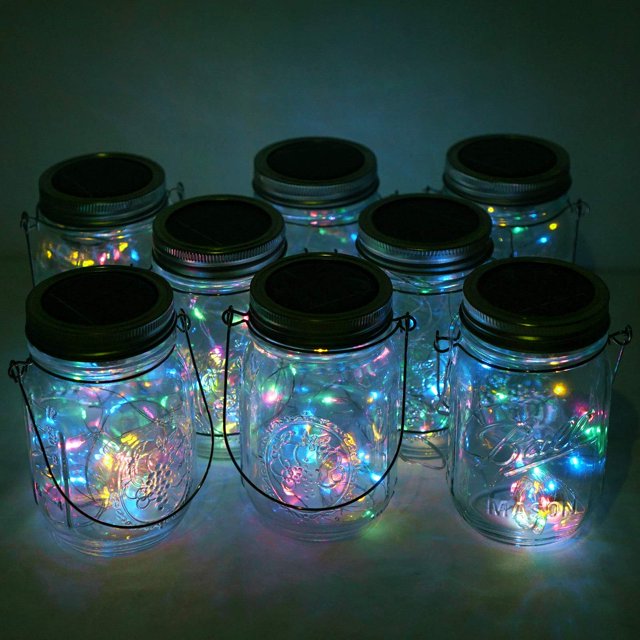 Cynzia Solar Mason Jar Lights Paquete de 6 20 luces LED de cadena con 6 perchas (sin frascos) Linterna de luces de luciérnaga impermeables para bodas al aire libre, patio, jardín, fiesta, decoración n