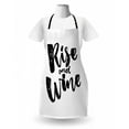 thumbnail image 3 of Funny Words Apron, Rise and Wine Brush Calligraphy Words Humorous Saying Drink Motivation Fun, Unisex Kitchen Bib with Adjustable Neck for Cooking Gardening, Adult Size, Black and White, by Ambesonne, 3 of 4