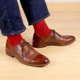 thumbnail image 5 of Men's Thin Rayon from Bamboo Fiber Moisture Wicking Luxury Antibacterial Casual Dress Mid-Calf Socks - Cherry Red - 4prs, Size 10-14, 5 of 6