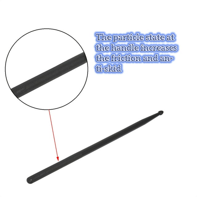 Bâton de Tambour en Nylon avec Forte Élasticité Compatible Poignées d'Instruments de Musique Incassables en Forme de Goutte pour Enfants Adultes Noir