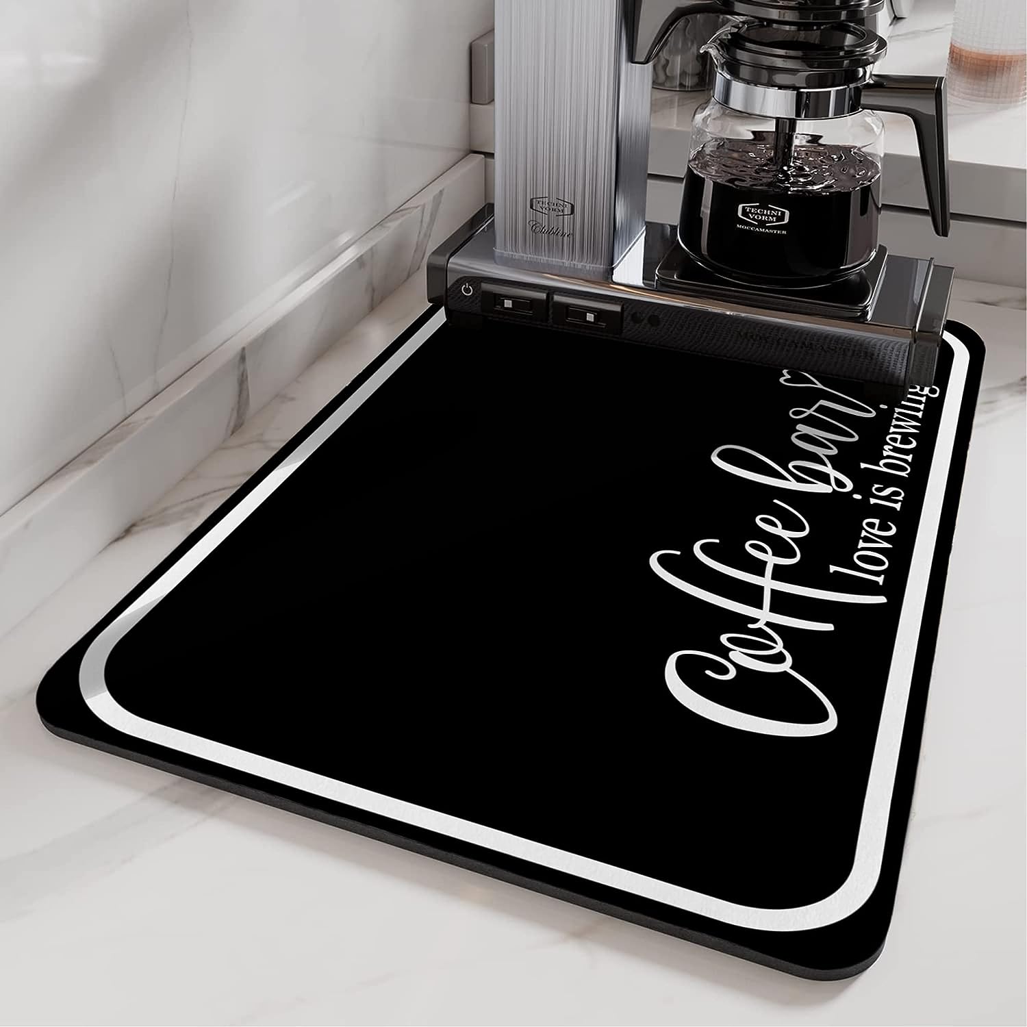 Coffee Bar Mat Rubber Dish Drying Mat For Kitchen Counter Coffee Mat