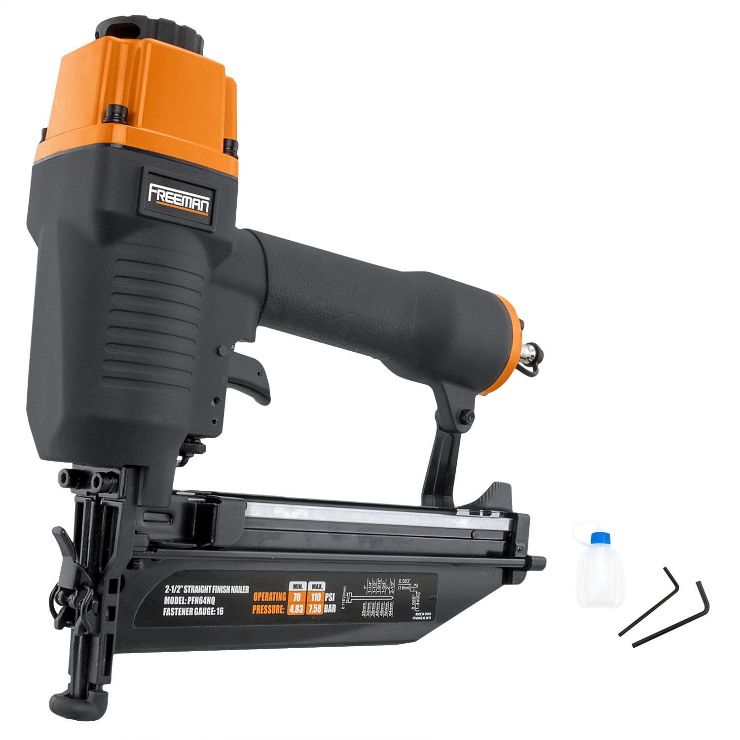 Freeman PFN64 Pneumatic 16-Gauge 2-1/2" Straight Finish Nailer with Nails (200 Count)