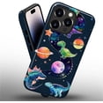 thumbnail image 4 of Case for iPhone 14 Pro Case, Hybrid 2-Layer Silicone Protective Glossy Case for Girl Women Case for iPhone 14 Pro Dinosaur Universe Pattern, 4 of 7
