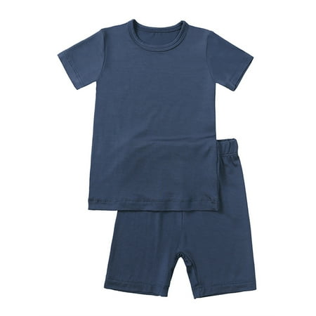 

SXIMEE Rayon from Bamboo Unisex Baby Short Summer Pajamas - Toddler Cool Jammies Solid Pjs 2pcs Kids Sleepwear Set