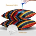 thumbnail image 4 of Throw Pillow Covers 26x26 Inch Set of 2, Rainbow Stripe Waterproof Outdoor Pillow Covers, Boho Minimalist Geometric Line Decorative Cushion Pillowcases for Couch, Sofa, Bed, Garden, Patio, 4 of 9