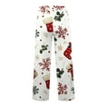 thumbnail image 5 of Women's Fashion Casual Loose Printed Wide-Leg Sports Pants with Christmas Print, Comfortable Home and Outdoor Wear, Elastic Waist with Drawstring for Easy Fit, Beige, S, 5 of 7