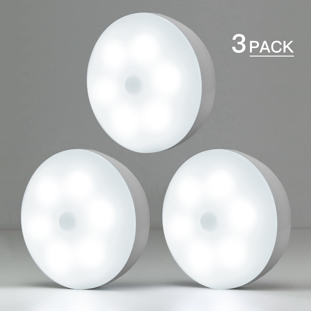 Kepooman 3 Pack Adjustable Battery Powered Motion Sensor Lights for Wardrobe Stairs Steps