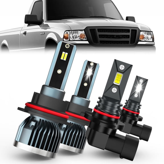 LECCIBUB For 2001-2011 Ford Ranger High and Low Beam 9007 HB5 LED Headlight Bulbs  9145 Fog light,Plug & Play 20000LM 6000K, 4 Bulbs