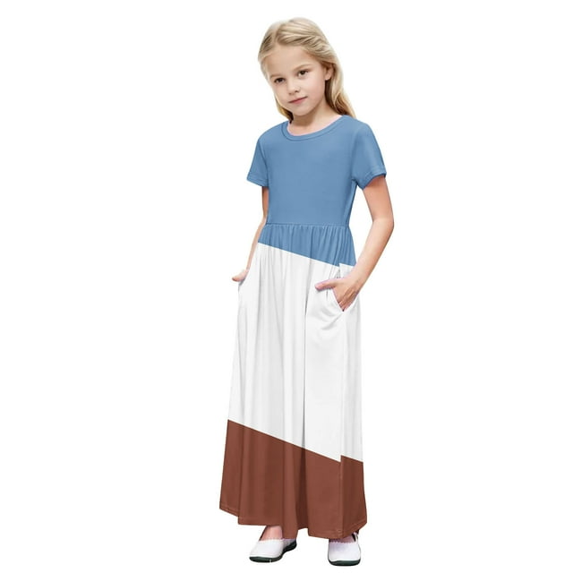 Robe Longue Décontractée à Fleurs pour Filles à Manches Longues, Robes de Vacances avec Poches