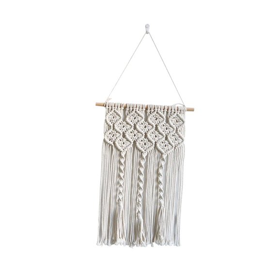 Fancyes Macrame Wall Hanging Bohemian Tapestry Wall Decor Tassel Bedroom Home Accent Handmade Wall Art Decor for Living Room over Bed B