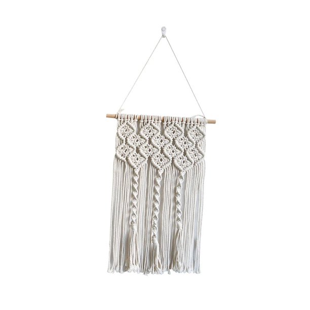 Tapiz bohemio para decoración de pared, accesorio de arte de pared, flecos, macramé para colgar en la pared Estilo B