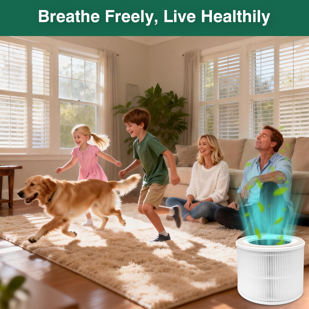 2 Pack H13 HEPA Replacement Filters | Compatible with Dreo Air Purifier DR-HAP004, 3-Layer High Efficiency Pollen & Fur Removal, Odor Filtration