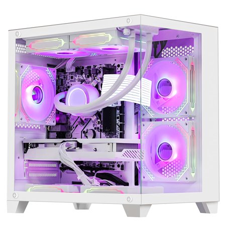HELLOLAND Gaming PC Desktop - AMD Ryzen 5 5500 3.6 GHz - Intel Arc B580 12GB - 16GB DDR4 RAM - 1TB M.2 SSD- 240 Liquid Cooler - WiFi & Bluetooth -RGB Fans -Windows 11 Pro Computer-White