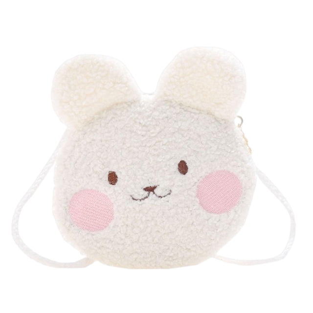 Bolso de hombro con estampado de animales de dibujos animados, bolso de mano informal y moderno para niños pequeños. Blanco