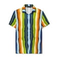 thumbnail image 5 of INSPIRE CHIC Men's Short Sleeve Button Down Stripes Color Block Printed Shirts 2XL Green Blue, 5 of 6