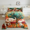 thumbnail image 1 of YST Elephant Rabbit Bedding Set Queen For Toddler Funny Wild Animal Comforter Set Rainbow Flower Floral Bedding Comforter Sets Cartoon Graffiti Quilt Set Hippie Tree Of Life Quilted Duvet,3pcs, 1 of 5