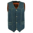 thumbnail image 5 of Milwaukee Leather DM1310 Men's Classic Blue Denim Western Style Cowboy Biker Vest w/ Snap Button Closure 4X-Large, 5 of 6