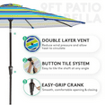 thumbnail image 5 of Outdoor Patio Umbrella Outdoor Table Umbrella with Push Button Tilt and Crank, Market Umbrella 8 Sturdy Ribs UV Protection Waterproof for Garden, Deck, Backyard, Pool (Blue-Green St e), 5 of 6