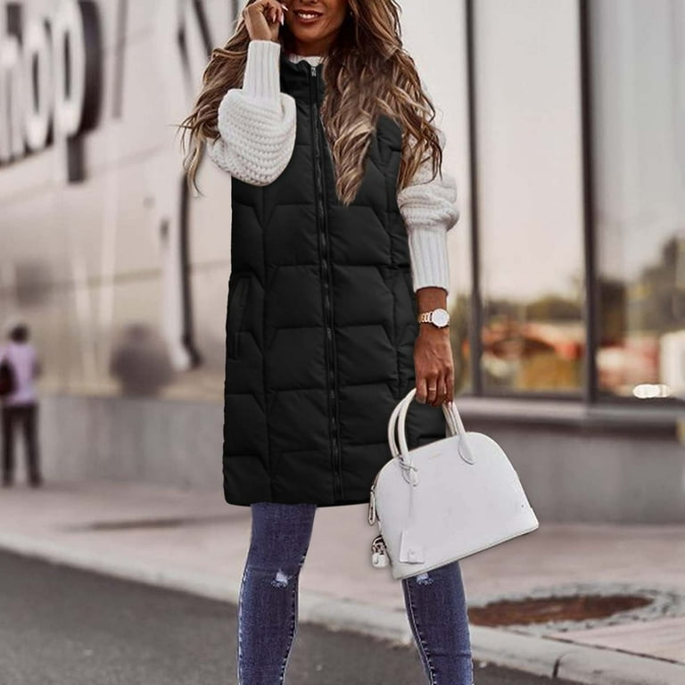 LBECLEY Zipper Sweatshirt No Hood Women's Solid Color Coat Casual  Sleeveless Warm Winter Coats Zipper Hooded Pocket Long Soft Fashion Coat  Jacket Women Soft Jacket Black Xxl - Walmart.com