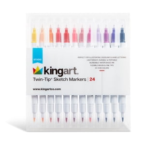 KINGART 24-Color Twin Tip Sketch Markers Set