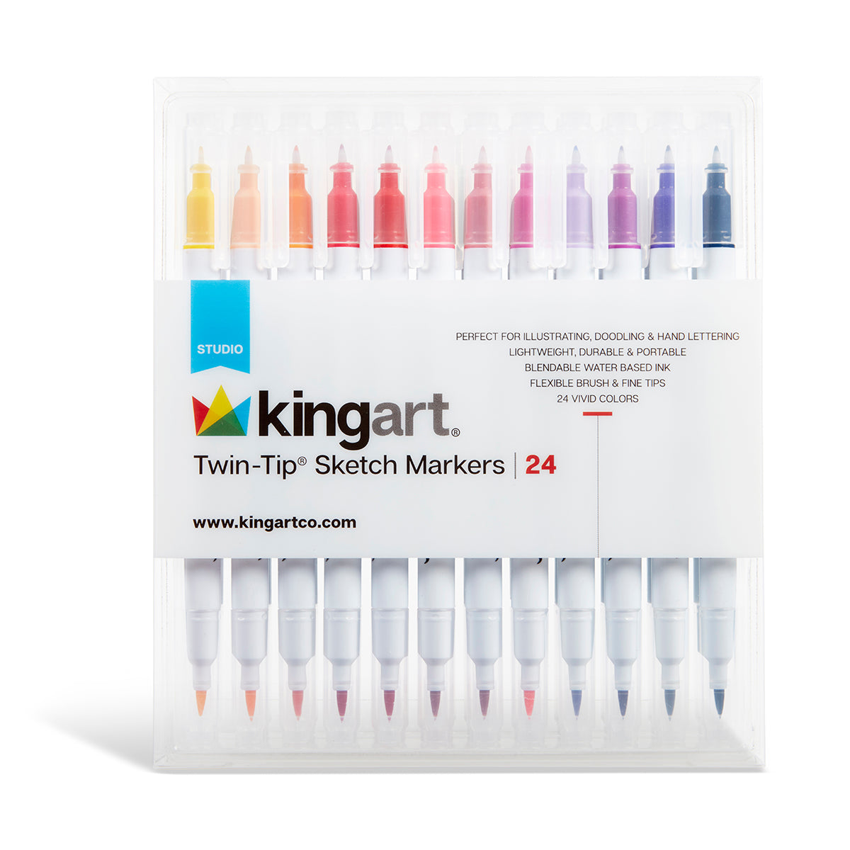 KINGART 24-Color Twin Tip Sketch Markers Set photo 1