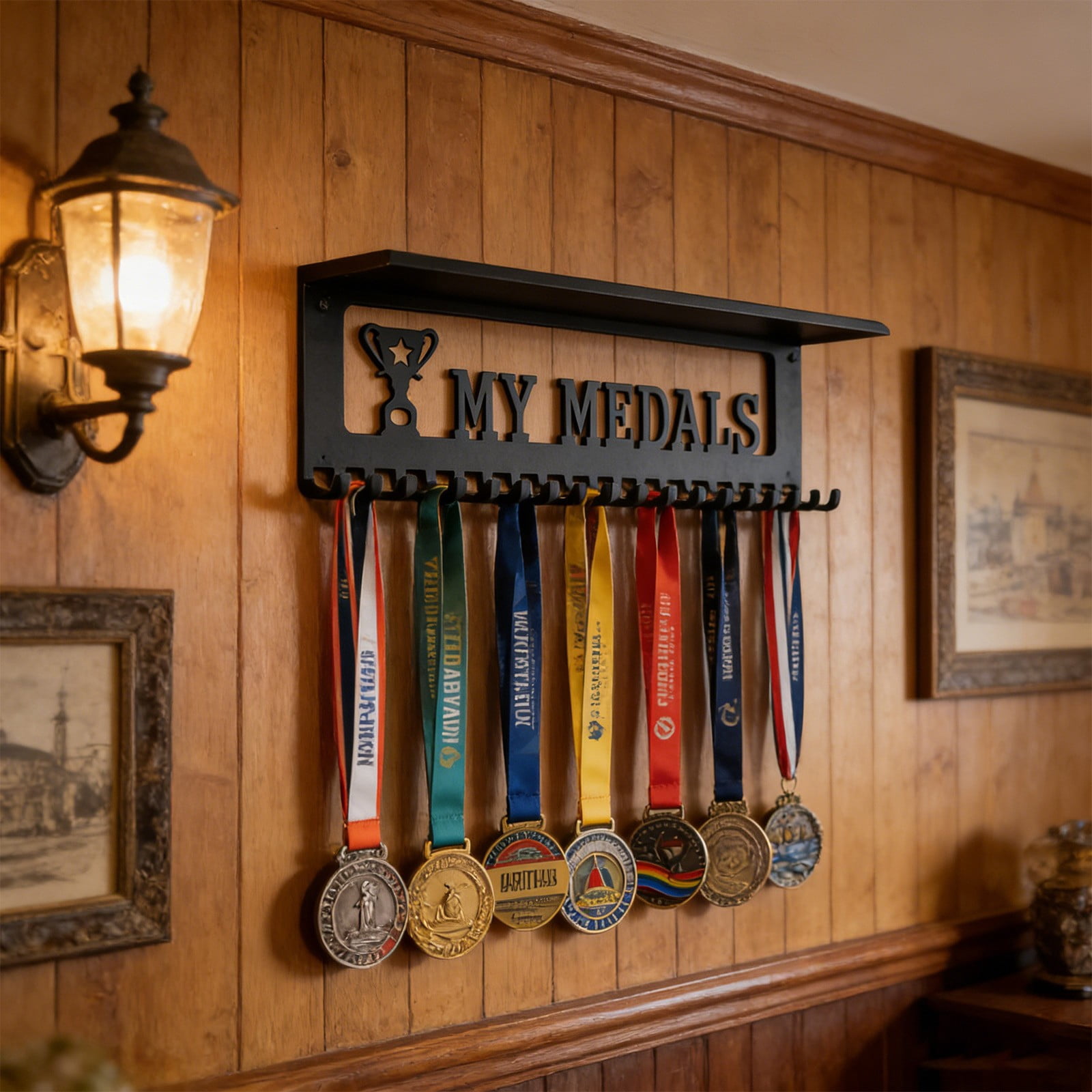 Medal Hanger Medal Hanger Display Rack Trophy Shelf Medal Wall Mount Hanger Sports Medal Display Rack Trophy Storage Shelf For Soccer Football Basketball Awards Trophy Shelf