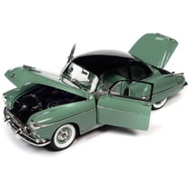 1950 Oldsmobile Rocket 88 Alder Green with Black top and Green and White Interior 1/18 Diecast Model Car by Auto World