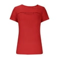 thumbnail image 6 of RYRJJ Womens Summer Tops Casual Short Sleeve Slim Fitted Y2K Shirts Ribbed Knit Cutout Blouse Top(Red,L), 6 of 8