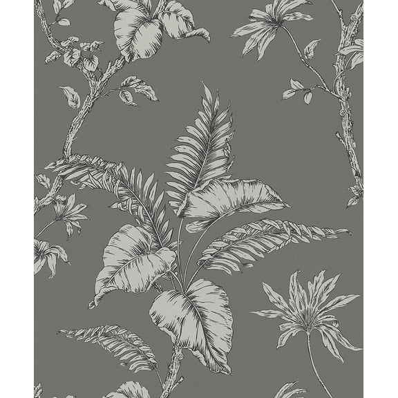 Marburg Cival Grey Fern Trail Wallpaper, 20.9-in by 33-ft, 57.48 sq. ft.