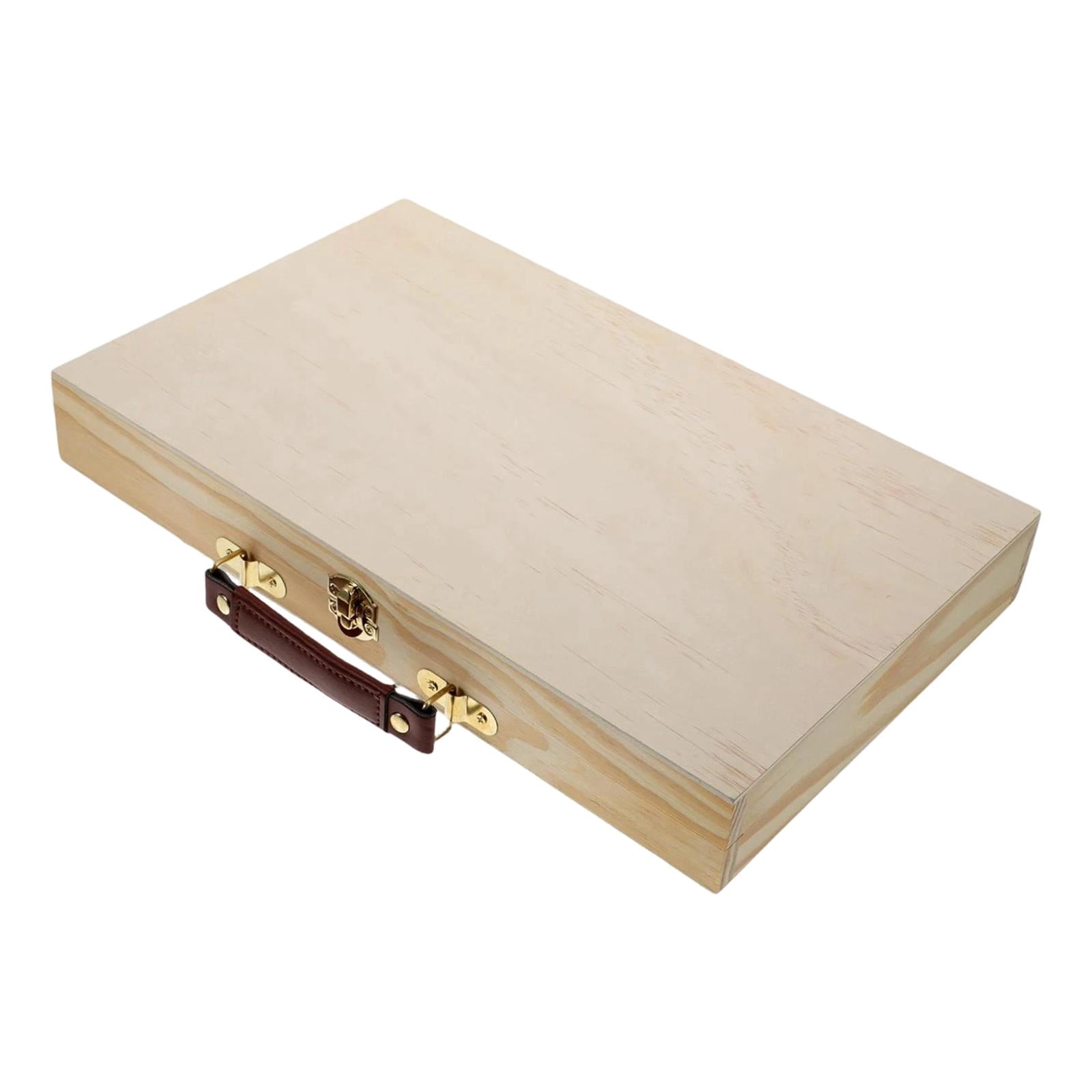 Sharprepublic Art Organizer Supply Box Wood Compact Handheld Craft Storage Accessory Case with